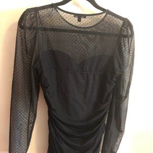 Express Black Long-Sleeve Sheer Sweetheart Sz M